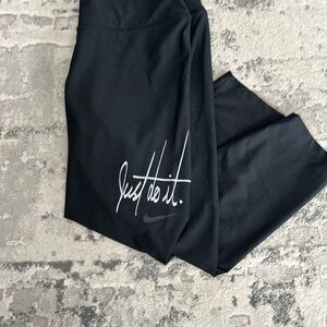 Black Leggings with White Script